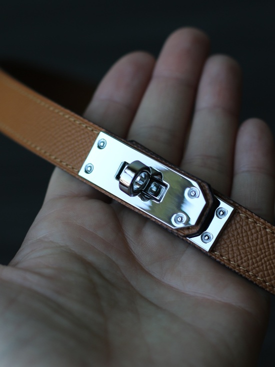 Vera Pelle Tan Leather Belt with Silver Tone Buckle